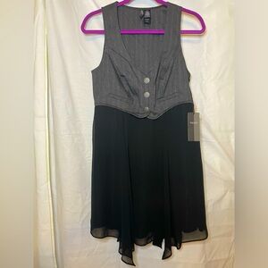 Bisou Bisou Charcoal Gray and Black Vest Dress Size M